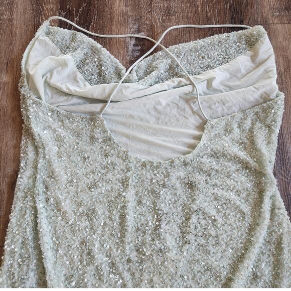 Retrofete X REVOLVE Mich Dress in Mint Aqua Green Size XL Beaded Sequins NWT - Picture 7 of 12